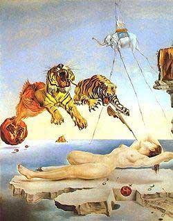 salvadore dali Dream Caused by the Flight of a Bee Around a Pomegranate a Second Before Awakening